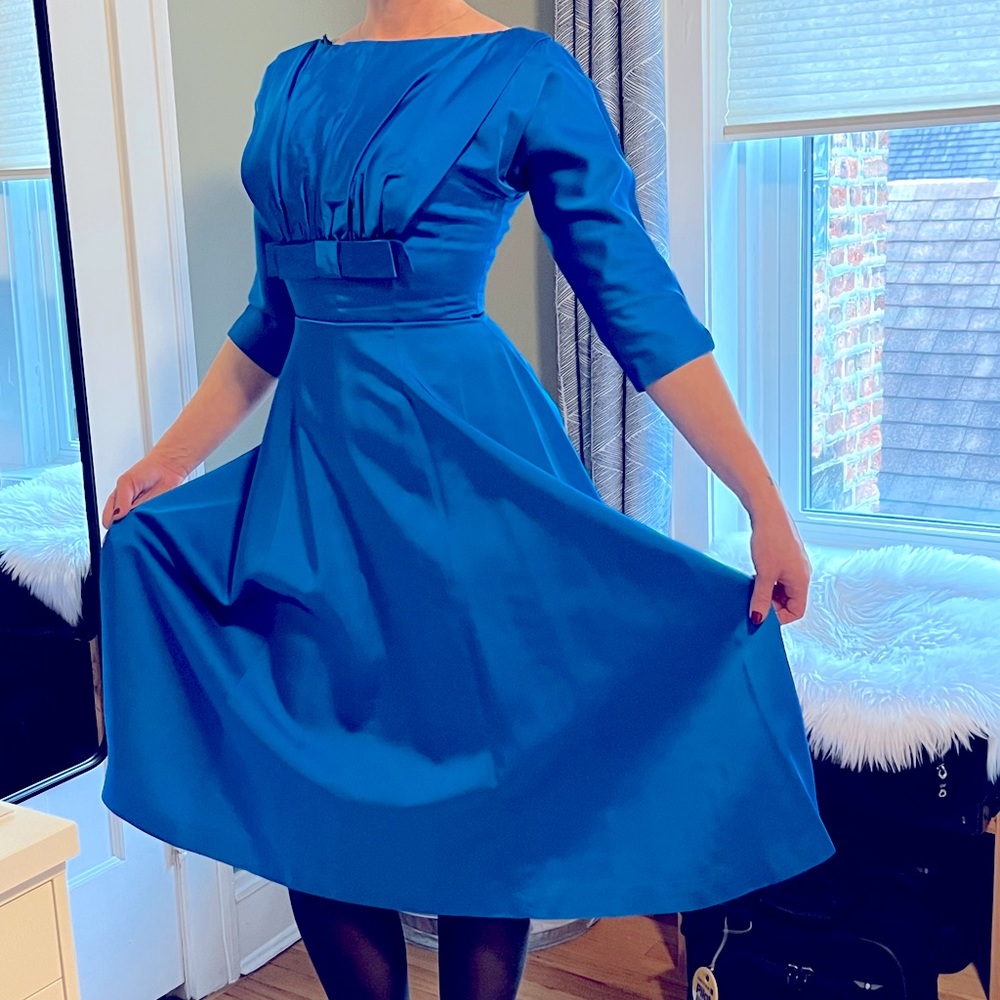 Vintage R&K Originals Blue Silk Cocktail Dress